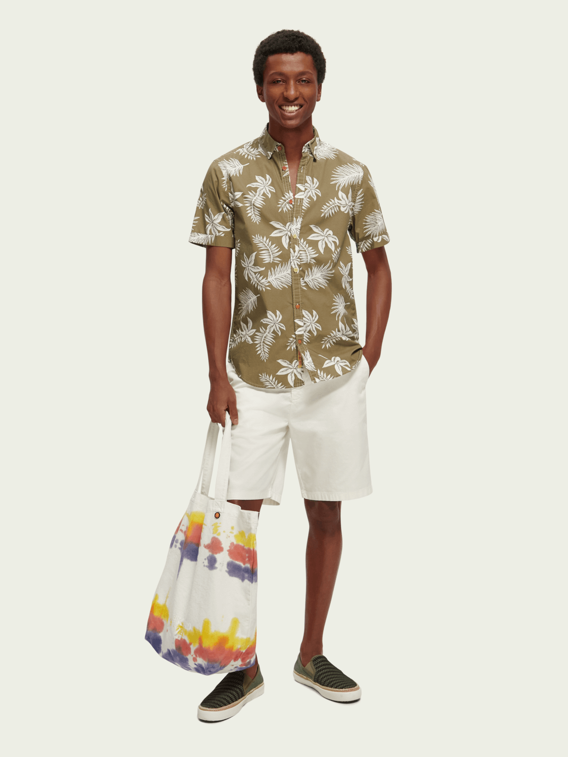 Printed washed poplin shirt