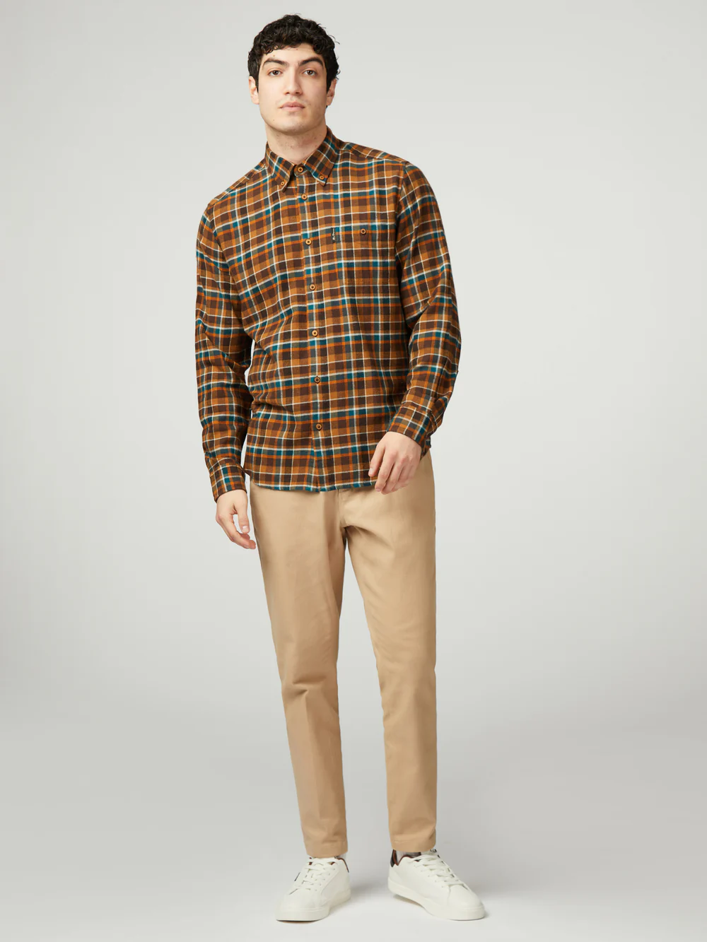 Brushed plaid check casual shi