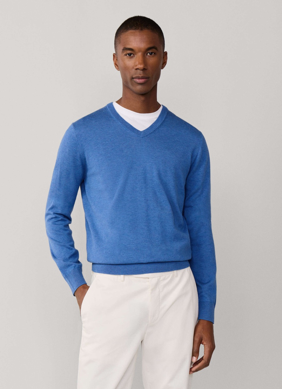 Cotton silk v-neck