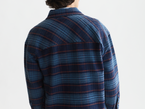 Checked Denim Loose-Fit Washed Overshirt