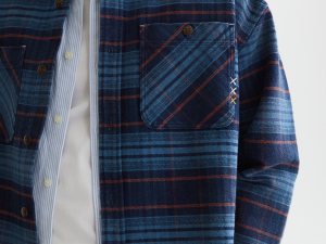 Checked Denim Loose-Fit Washed Overshirt