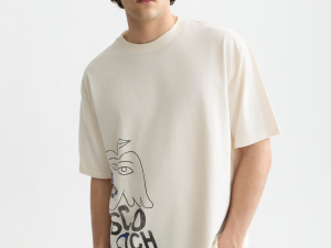 Scotch & Soda Worked Out Artwork Loose Fit T-shirt 183584 270 Eggnog