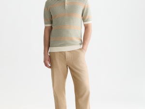 STRIPED STRUCTURED KNITTED REGULAR-FIT POLO