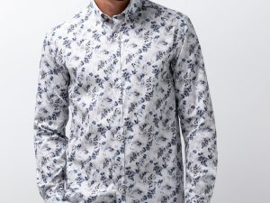 Overhemd met print en structuur 214-26217-5659