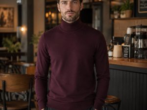 OLYMP merino roll-neck sweater 015012/37, Bordeaux