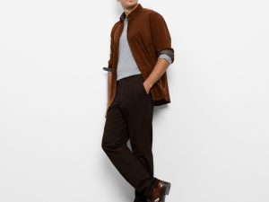 OLYMP Casual fijncord overhemd Caramel