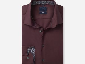 OLYMP Level Five Body Fit Kent Shirt, Bordeaux